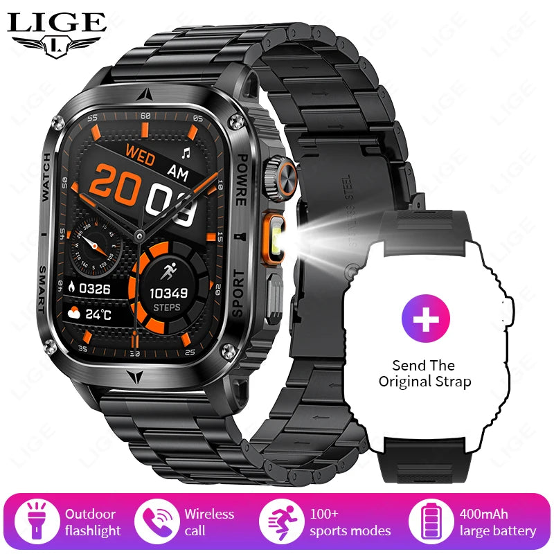 Männer Smartwatch mit 2,01 Zoll HD Bildschirm und Bluetooth-Anruf-Funktion