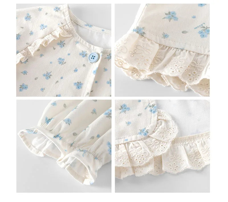 Kinder Mantel mit floralem Design und süßen Spitzen-Details für Mädchen