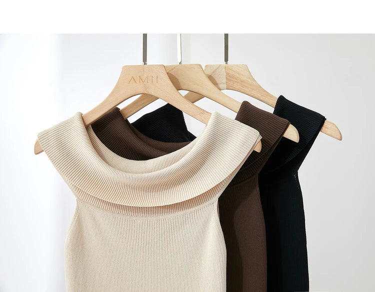 Damen Strickpullover im minimalistischen Stil mit schickem Slash Neck Design