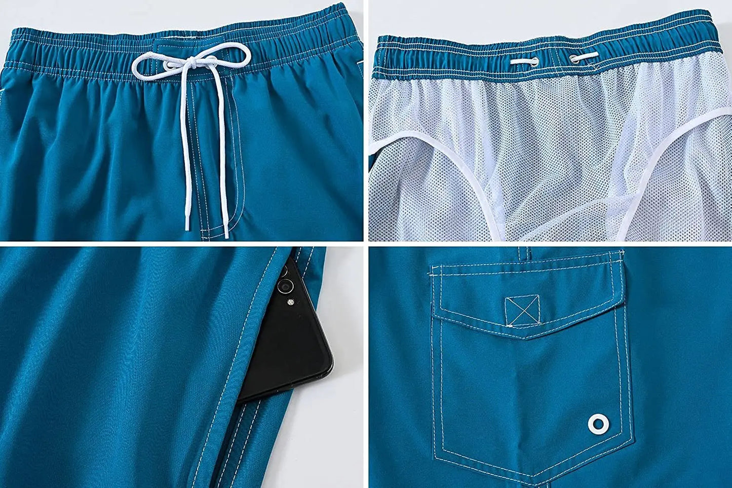 Herren-Badeshorts mit Reißverschlusstaschen und Mesh-Futter – schnelltrocknend für Strand und Sport