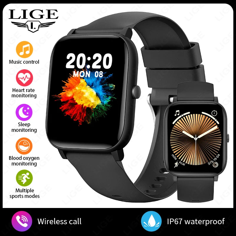 LIGE Voice Calling Smart Watch Ultra 1,85" HD-Bildschirm Schlafgesundheitsmonitor Sport DIY Zifferblätter Smartwatch Wasserdichte Uhren