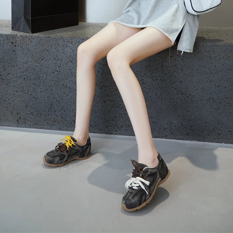 AIYUQI frauen Turnschuhe 2025, Neue Nicht-slip Deutsch Training Schuhe Für Frauen Flache Große-größe Echtes Leder Laufschuhe weibliche Schuhe