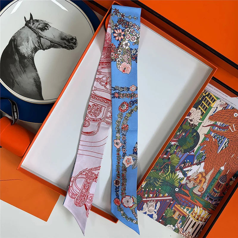 Damen Seidenschal klein quadratisch Haarband Halstuch Kopftuch Bandana B