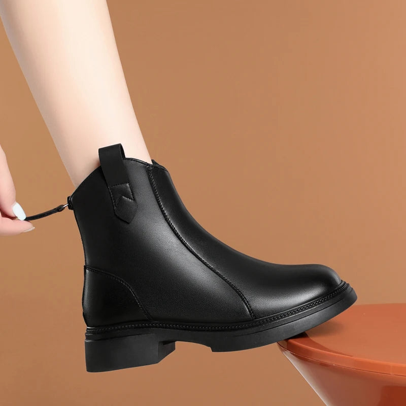 Damen Schnee Stiefel aus Faux Pelz mit rutschfester Sohle und Reißverschluss