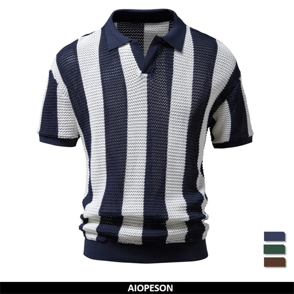 Herren Polo Shirts aus 100 Prozent Baumwolle mit V-Ausschnitt und kurzen Ärmeln