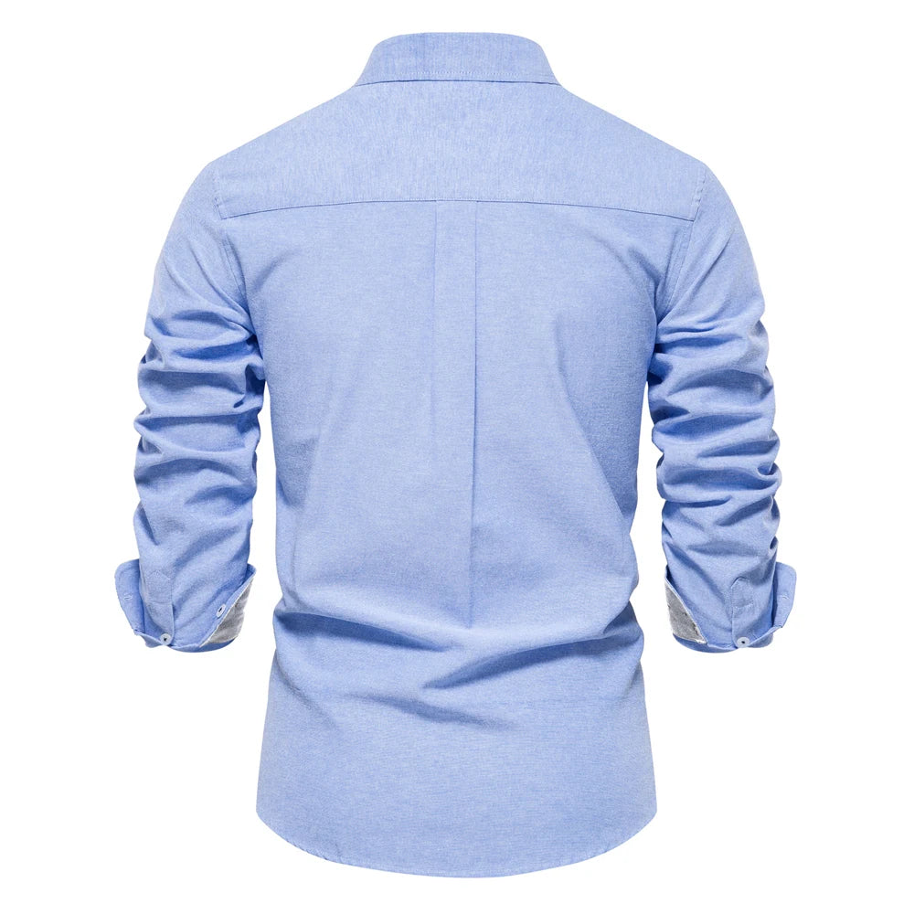 Herren Oxford Hemd aus Baumwolle mit langen Ärmeln für Casual-Look