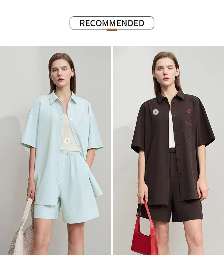 Damen Shorts im minimalistischen Stil mit elastischem Bund und weitem Bein