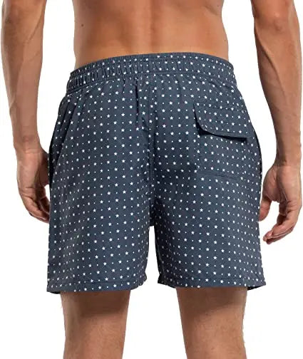 Herren-Badeshorts mit Farbverlauf, schnelltrocknend, mit Reißverschlusstaschen und Mesh-Futter – modische Schwimmshorts für den Strand