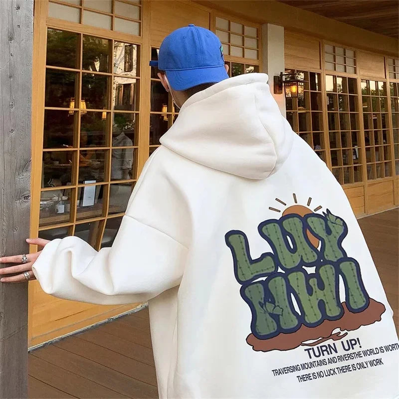 2025 neue Brief Grafik Hoodies männer Elegante Vintage Baumwolle Fleece Mit Kapuze Sweatshirts Herbst Frauen Y2K Streetwear Hoody Kleidung