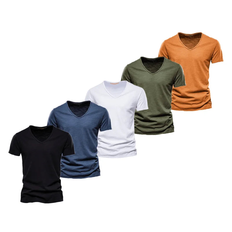 Herren T-Shirt im Casual-Stil mit V-Ausschnitt in einfarbigem Design