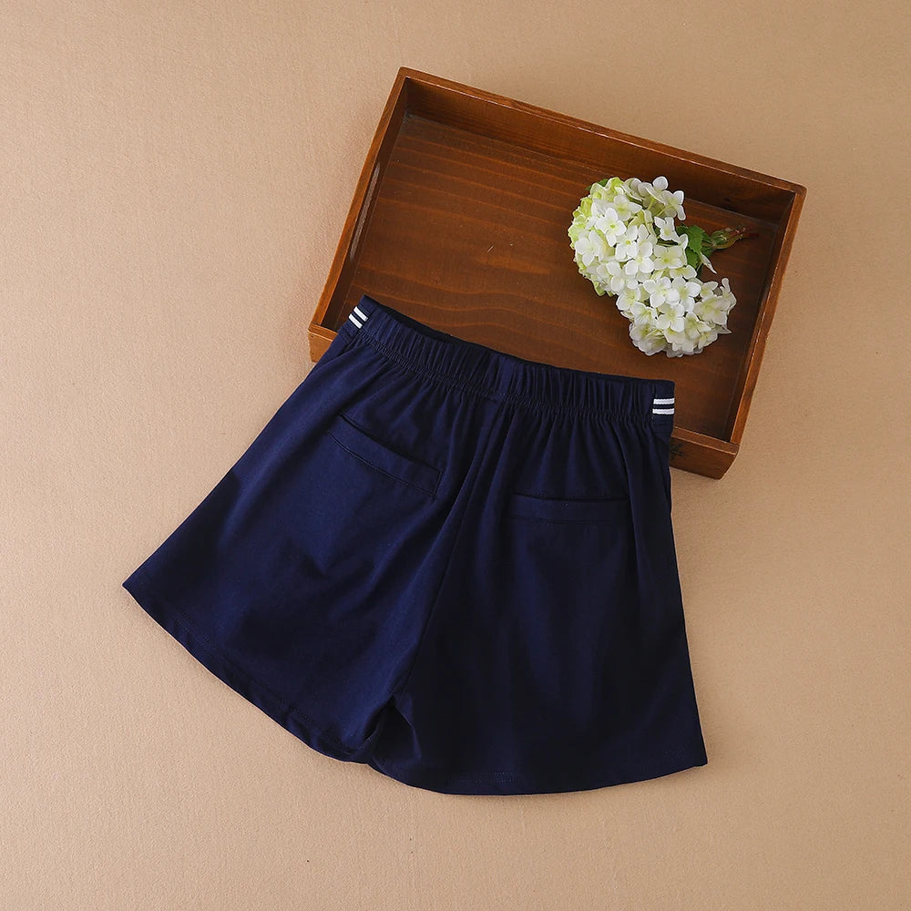 Kinder Mädchen Sommer Shorts Schule Kinder Adrette Elastische Taille Baumwolle Hosen Nette Baby Kleidung