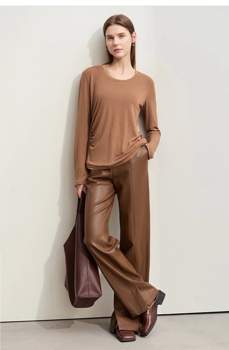Damen T-Shirts im Minimalismus-Stil mit Patchwork für den Herbst 2024