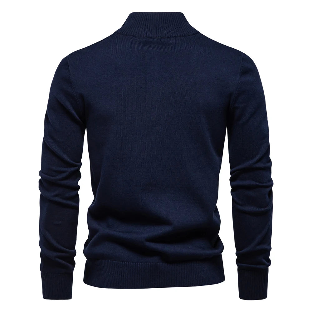 Herren Pullover aus Baumwolle mit Stehkragen für lässige Business-Looks