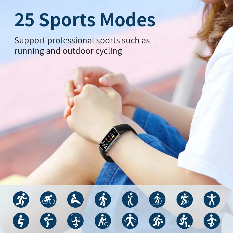 LIGE Smartwatch Sport Fitness Tracker Smart Uhr Für Männer Frauen Herzfrequenz Blut Sauerstoff Schlaf Monitor Wasserdichte Smart Armband