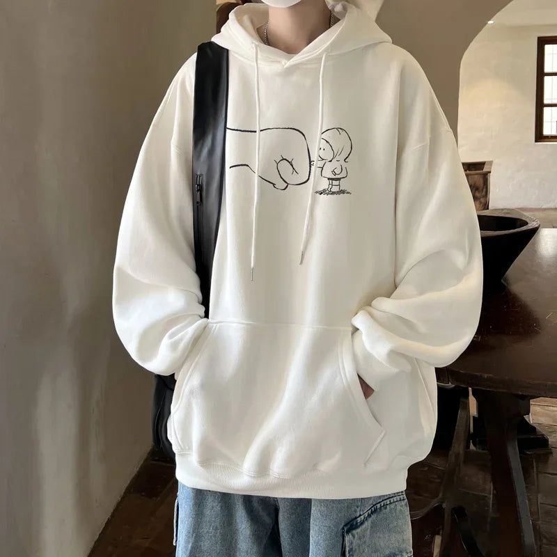 Herbst Cartoon Kawaii bedruckte Hoodies für Männer neue y2k Streetwear übergroße Pullover Sweatshirts Hombre Fleece Hoody Kleidung