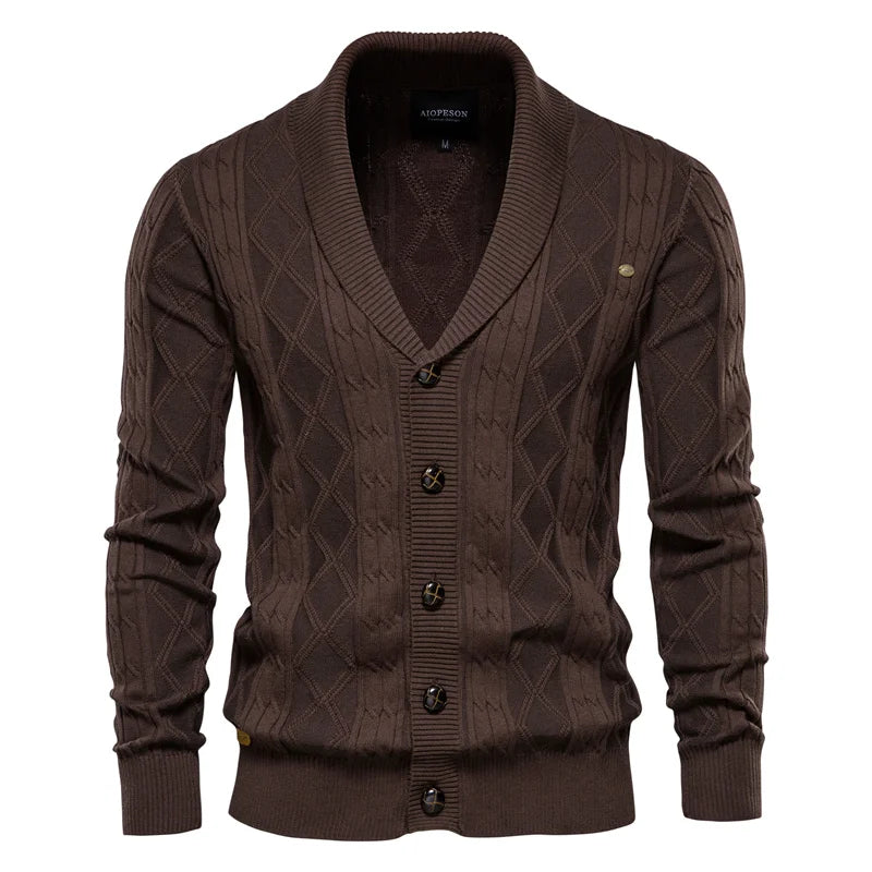 Männer Strickjacke aus hochwertiger Baumwolle im Casual-Stil für den Winter