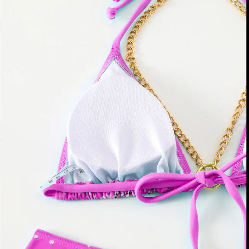 Sexy Bikini-Set in Pink – Solide Farbe ideal für Strand und Pool