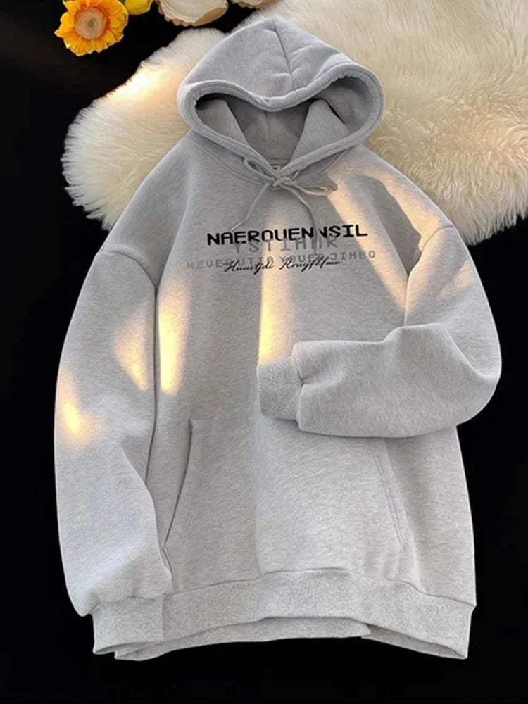 2025 neue Männer High Street Brief Gedruckt Mit Kapuze Sweatshirts Casual Lose Vintage Hip Hop Hoodies Ästhetische Mode Y2K Hoodie