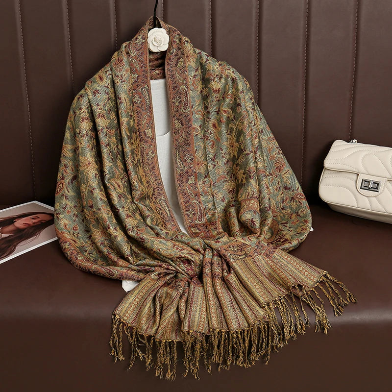 Damen Winterschal Kaschmir Pashmina Luxus Druck warm Stolen Foulard Baumwolle