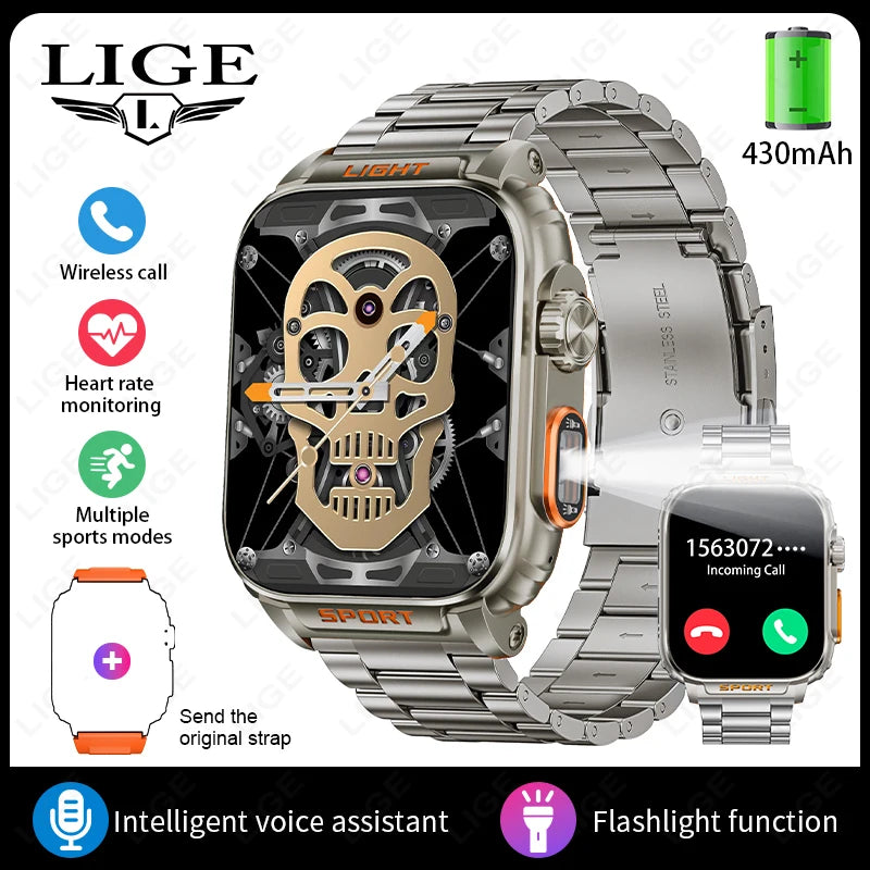 LIGE Neue 1,91 Zoll HD Smart Uhr Bluetooth Anruf 430 Mah Große Batterie Sport Fitness Tracker Smartwatch Band Für Huawei Xiaomi