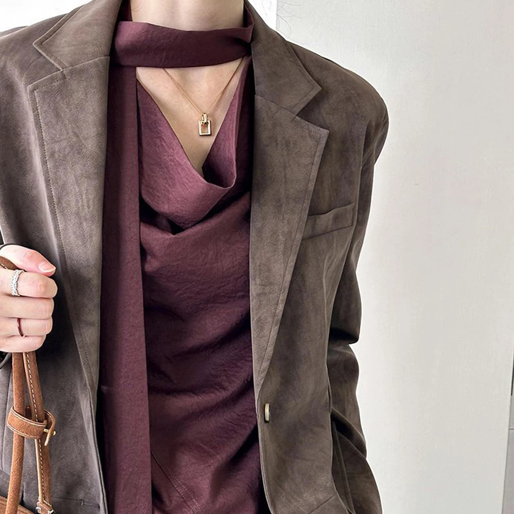 Elegante Damenjacke mit Reverskragen und langen Ärmeln – Patchwork-Design und Taschen für einen luxuriösen Look