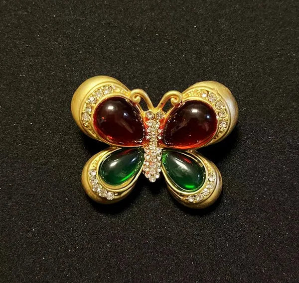 Brosche Katze Schmetterling Kristall Strass Barock Palast Tier Emaille Unisex