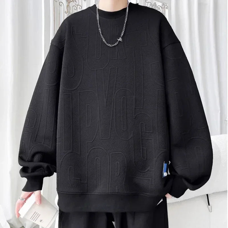 Herren Sweatshirt im Buchstaben-Jacquard mit Rundhalsausschnitt für lässige Frühlingstage