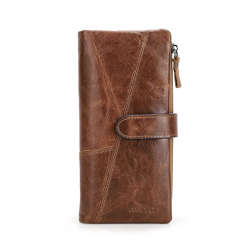 Herren Echtleder Lange Geldbörse Vintage Handyfach Fotohalter Kartenhalter Reise