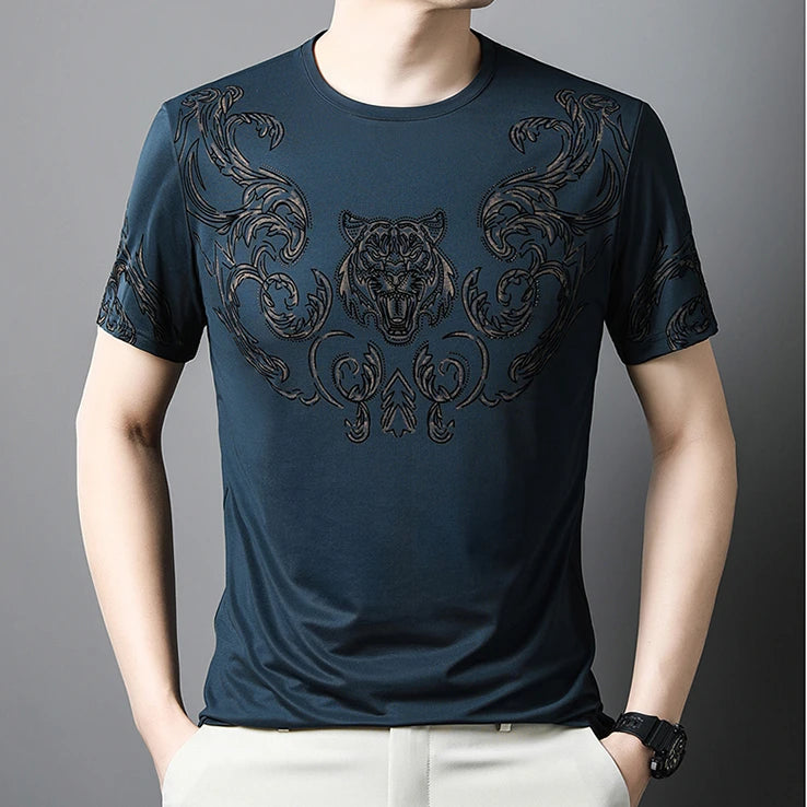 Herren T-Shirt aus feinem Wollstoff mit lässigem Rundhalsausschnitt