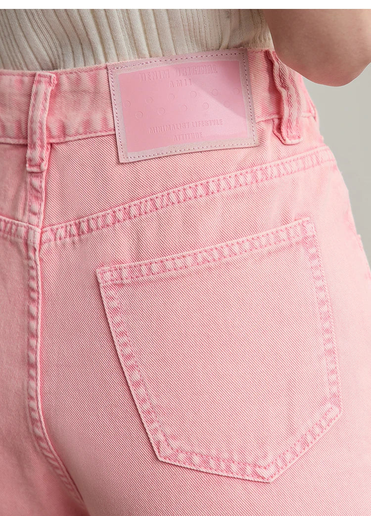 Damenjeans im minimalistischen Retro-Stil mit geradem Bein aus Baumwolle