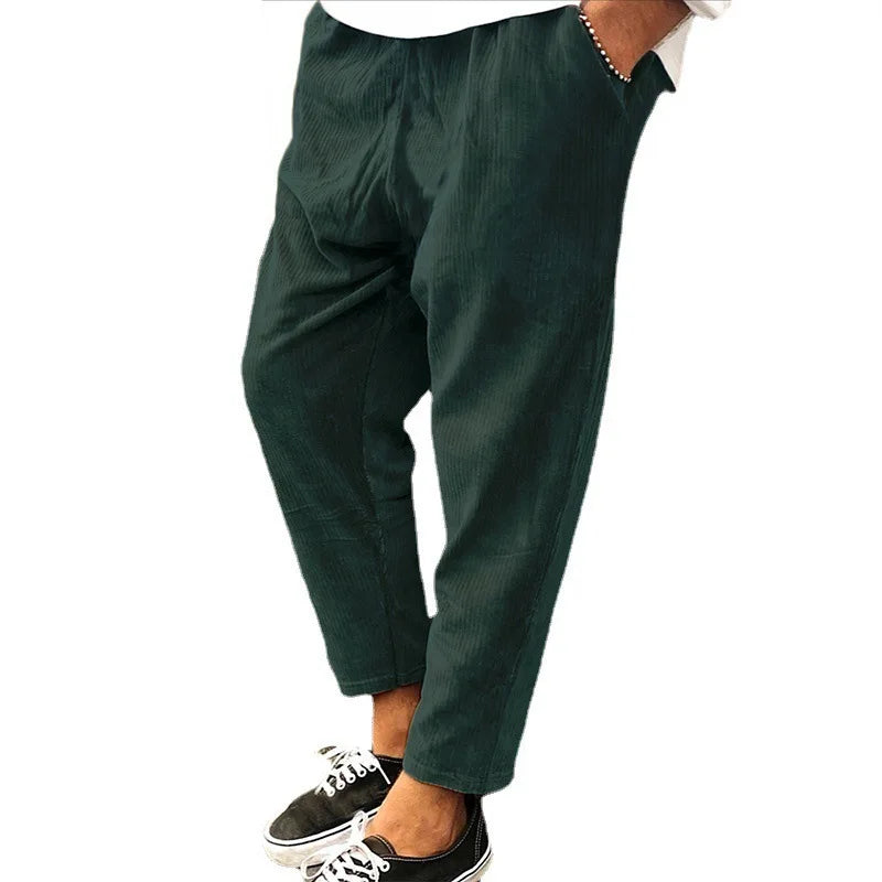 Leichte Herren-Eis-Seidenhose mit elastischem Bund – lockere, gerade Freizeithose für Sport und Alltag