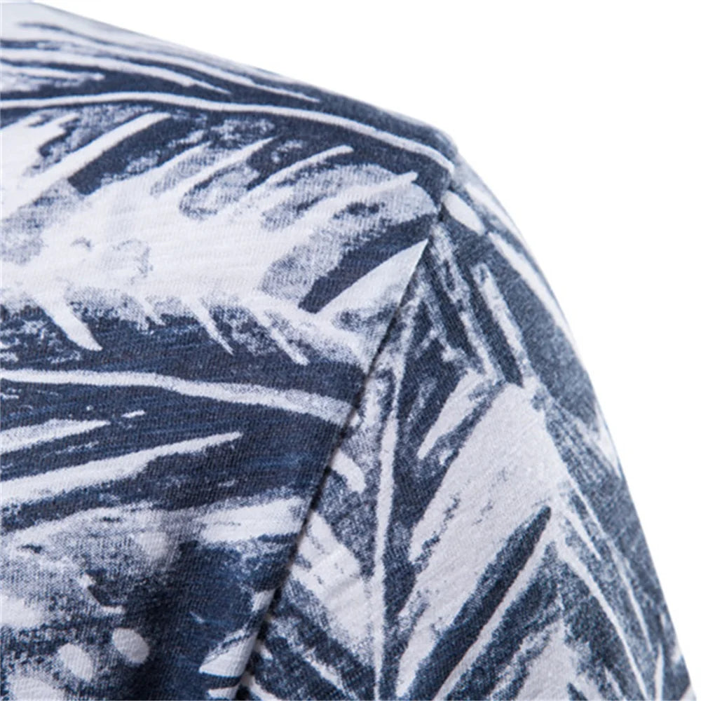 Herren T-Shirt im Hawaii-Stil aus 100 Prozent Baumwolle mit Oansatz Druck