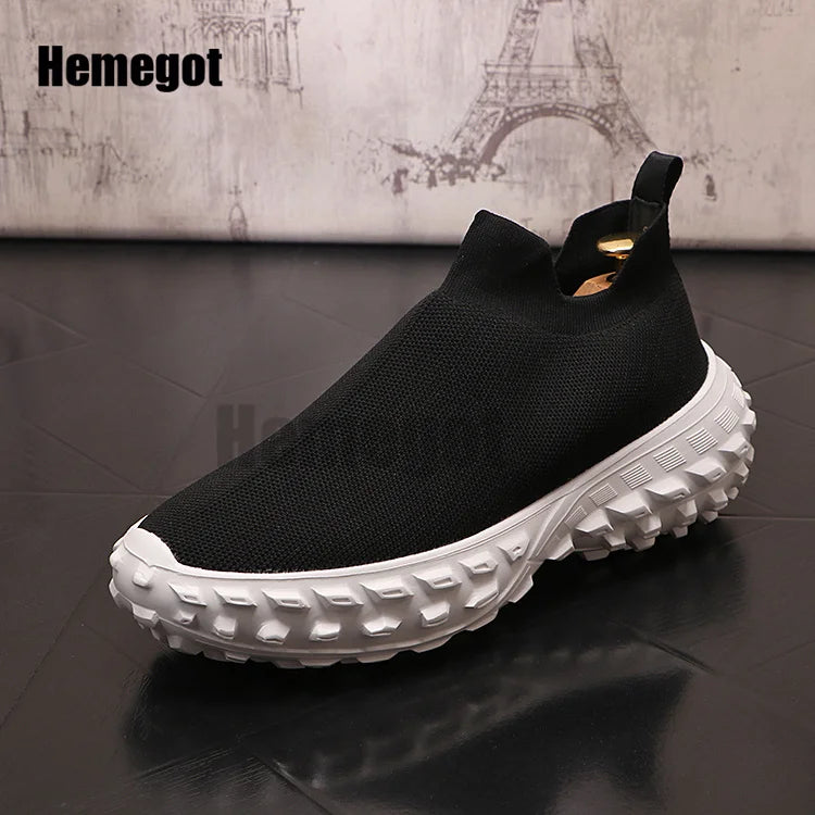 Tire Sole Sneakers Men's Breathable Mesh Casual Shoes Thick Soled Sports Shoes Thick-Soled Lightweight Increased Males Shoes