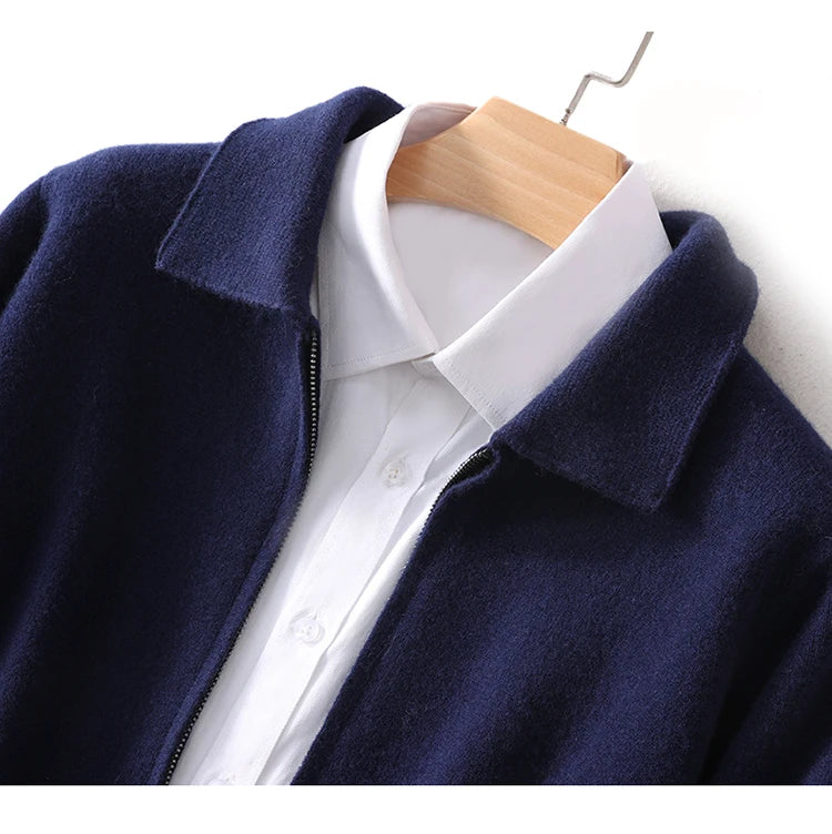 Herbst Winter 100% Hohe Qualität Wolle Strickjacke männer Revers Dicken Zipper Casual Pullover Große Größe Kaschmir Stricken Jacke Männer tops