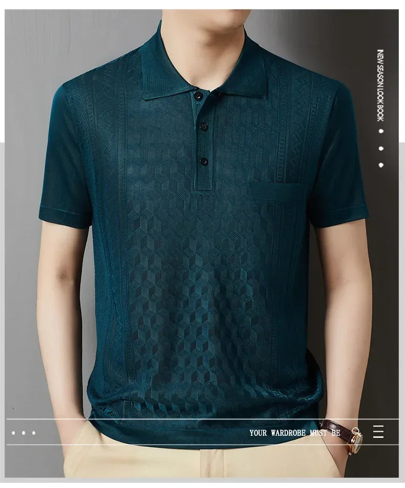 Kurzes Herren-Poloshirt mit Perlenkragen – ideal für Sport und Freizeit im Sommer