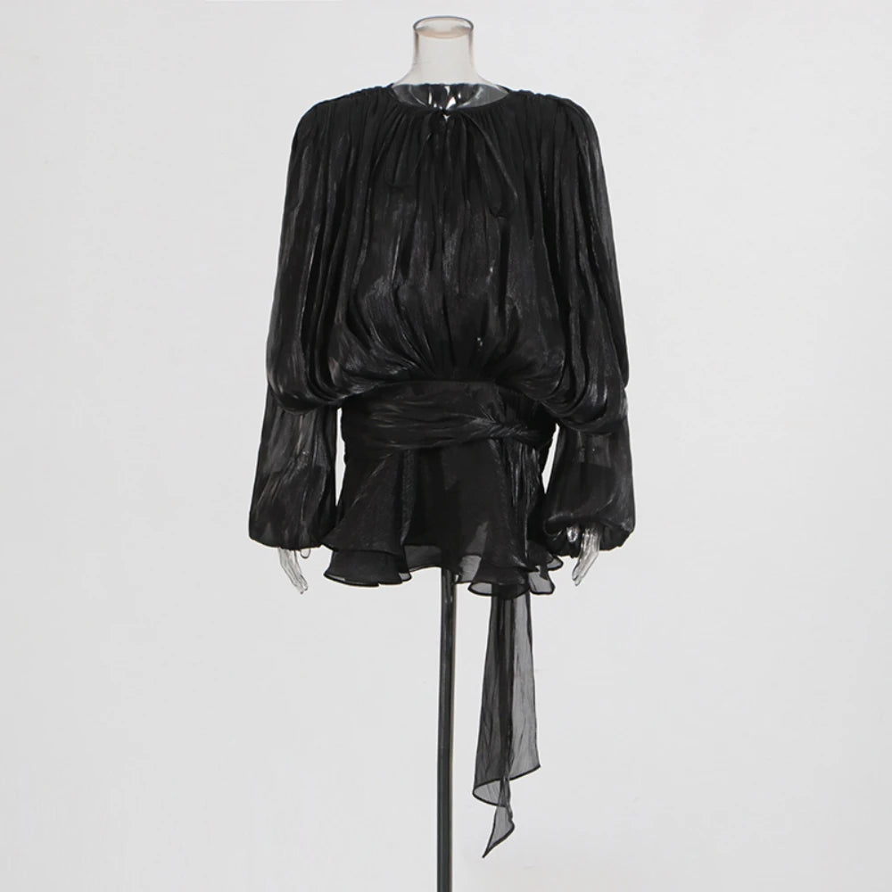 Elegantes Damen-Tunikakleid mit Rundhalsausschnitt, langen Ärmeln und Patchwork-Design