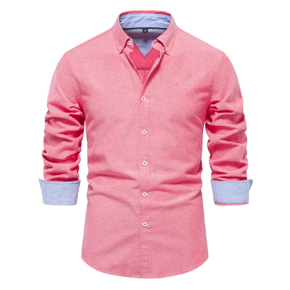 Herren Oxford Hemd aus Baumwolle mit langen Ärmeln für Casual-Look