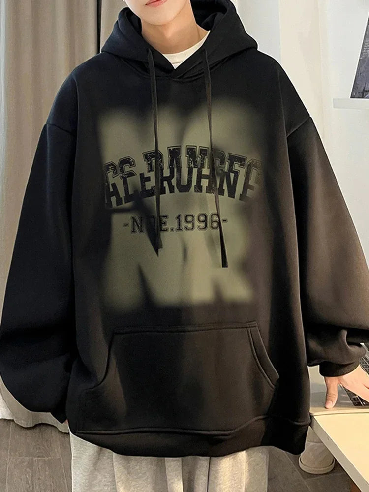 Herren Hoodies mit Goth Brief Drucken und Kapuze im Vintage-Stil