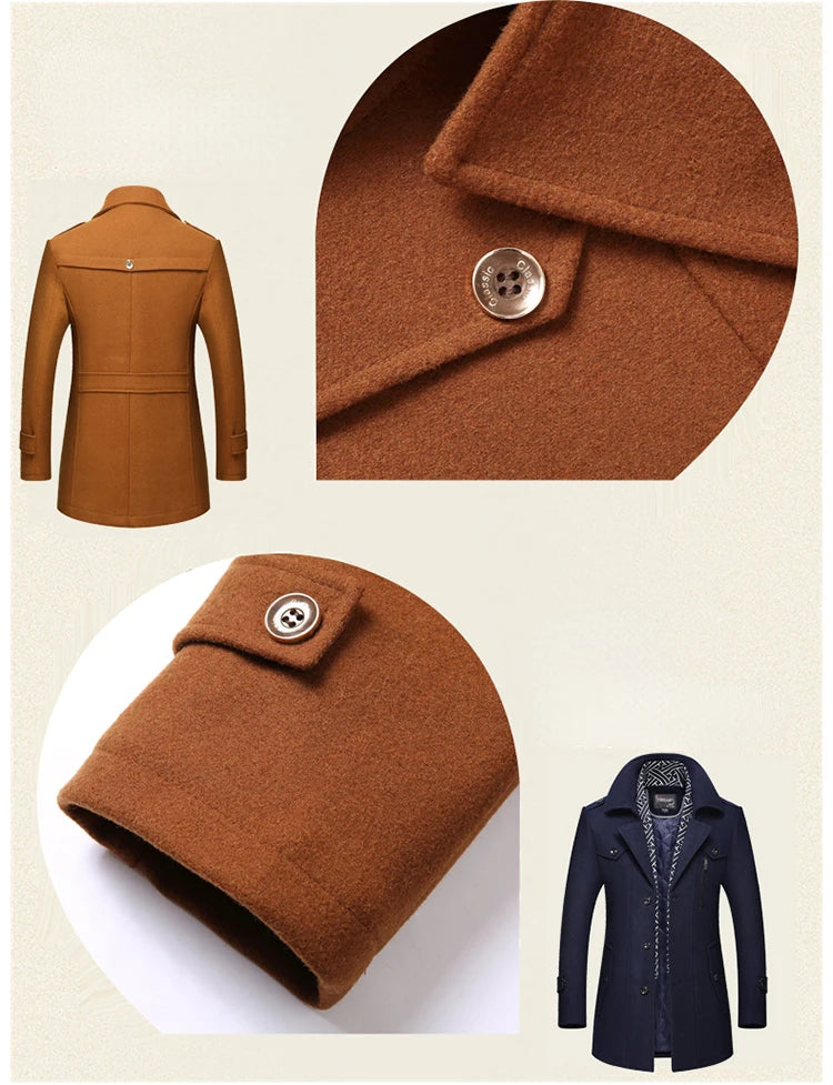 Langer Mantel aus Wollmix für Herren – Unifarben & warm