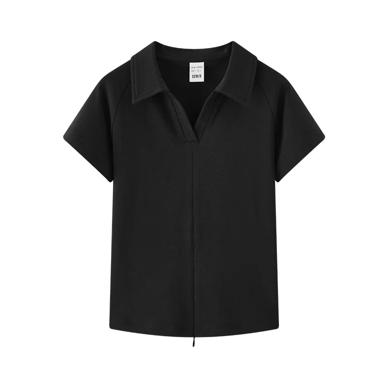 Semir Poloshirt für Damen, abgeschnittene Raglanärmel, schmale Passform, 2025, Sommer, neues einfarbiges Designer-Pendler-Top