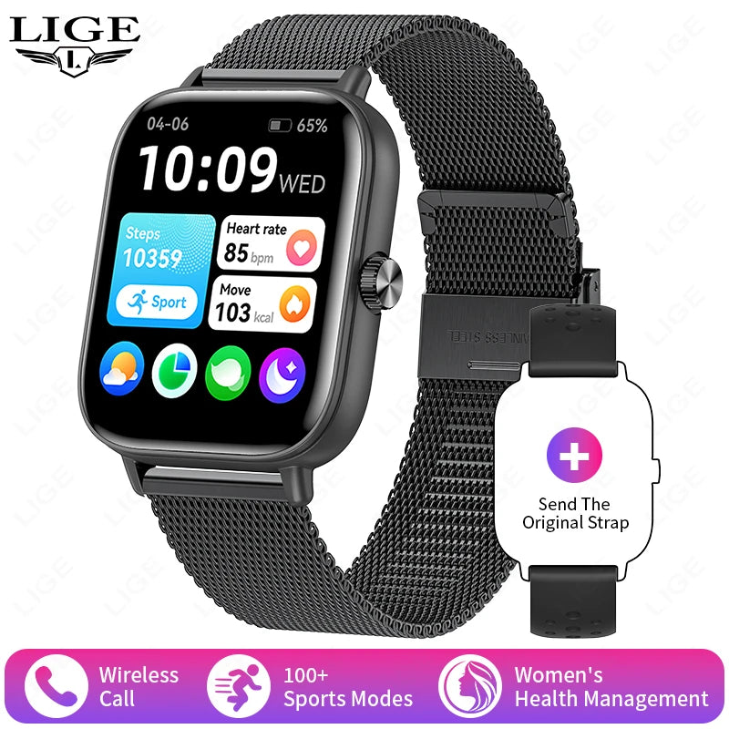 LIGE Neue Smartwatch 2025, kabellose Anrufe, Smartwatch, Bluetooth, für Männer und Frauen, Smartwatches, Sport-Fitness-Armband, individuelles Zifferblatt