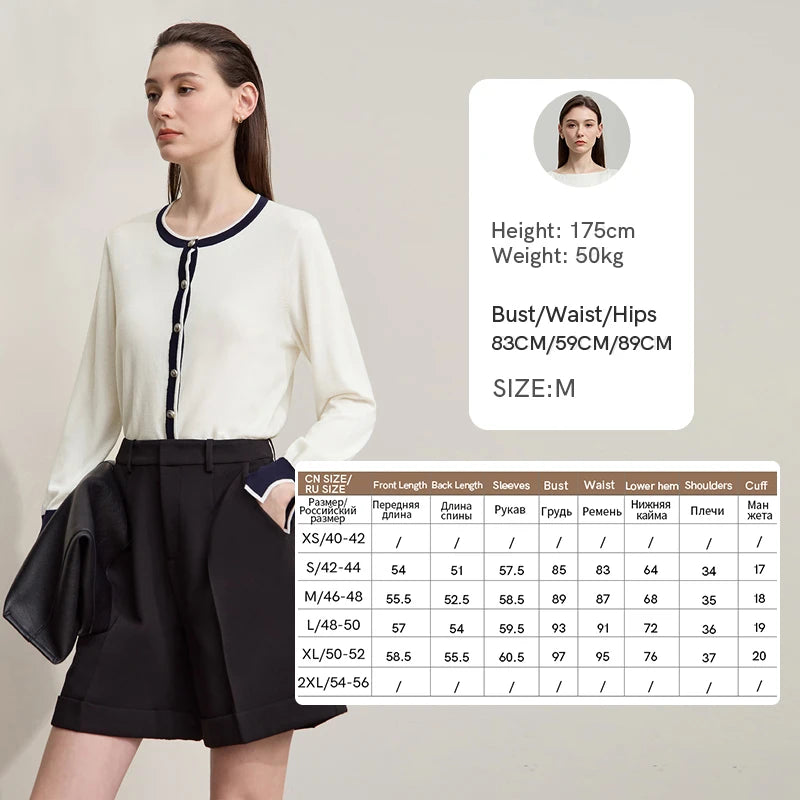 Damen-Strickjacke Rundhals Patchwork gerade elegant vielseitig Herbst