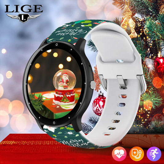 LIGE Smart Watch 2024, für Android, Bluetooth, Anruf, Smartwatch, Touch-Dial, Musik, Fitness, Tracker, Sportuhren, Weihnachtsband, Geschenk