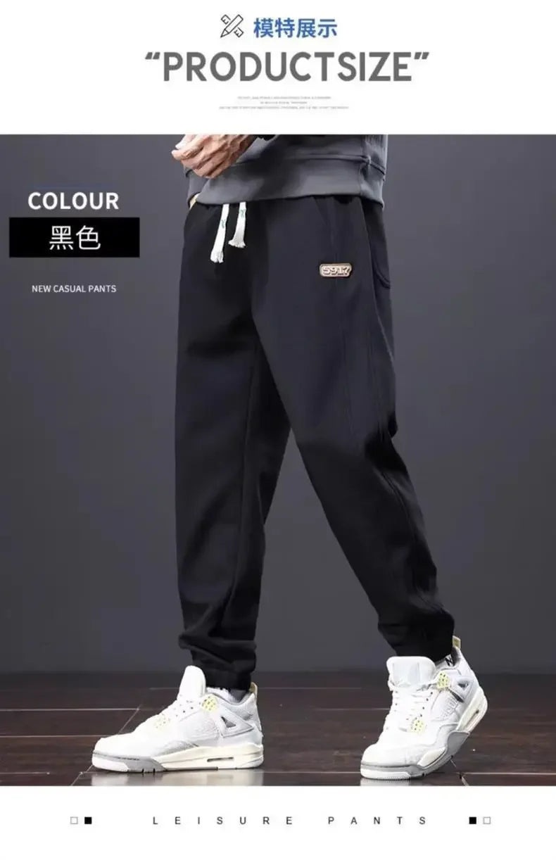 Herrenhosen Herbst und Winter Japanische Krawatten Lose Sport Kordelzug Warme Freizeithosen