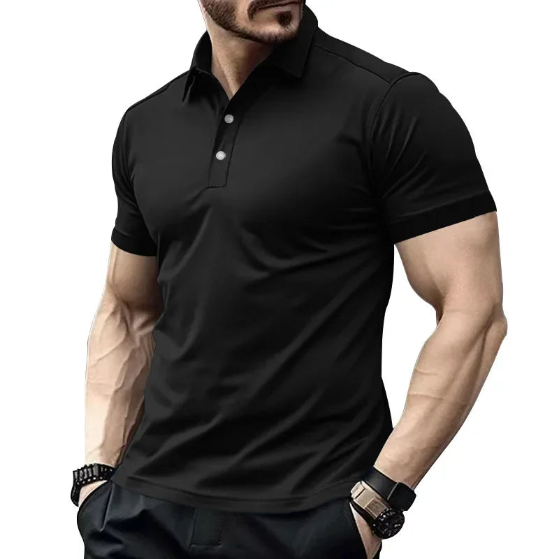 Herren-Poloshirt mit Brusttasche und kurzen Ärmeln in einfarbigem Design – ideal für den Sommer