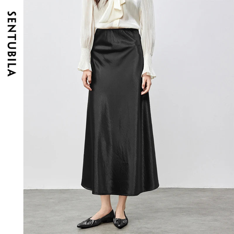 Damen Rock im Luxus-Stil aus Satin in A-Linie für elegante Anlässe