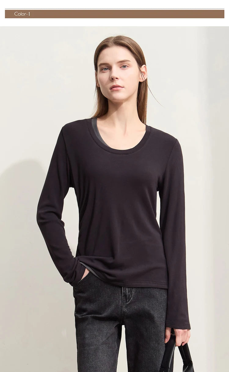 Damen T-Shirts im Minimalismus-Stil mit Patchwork für den Herbst 2024