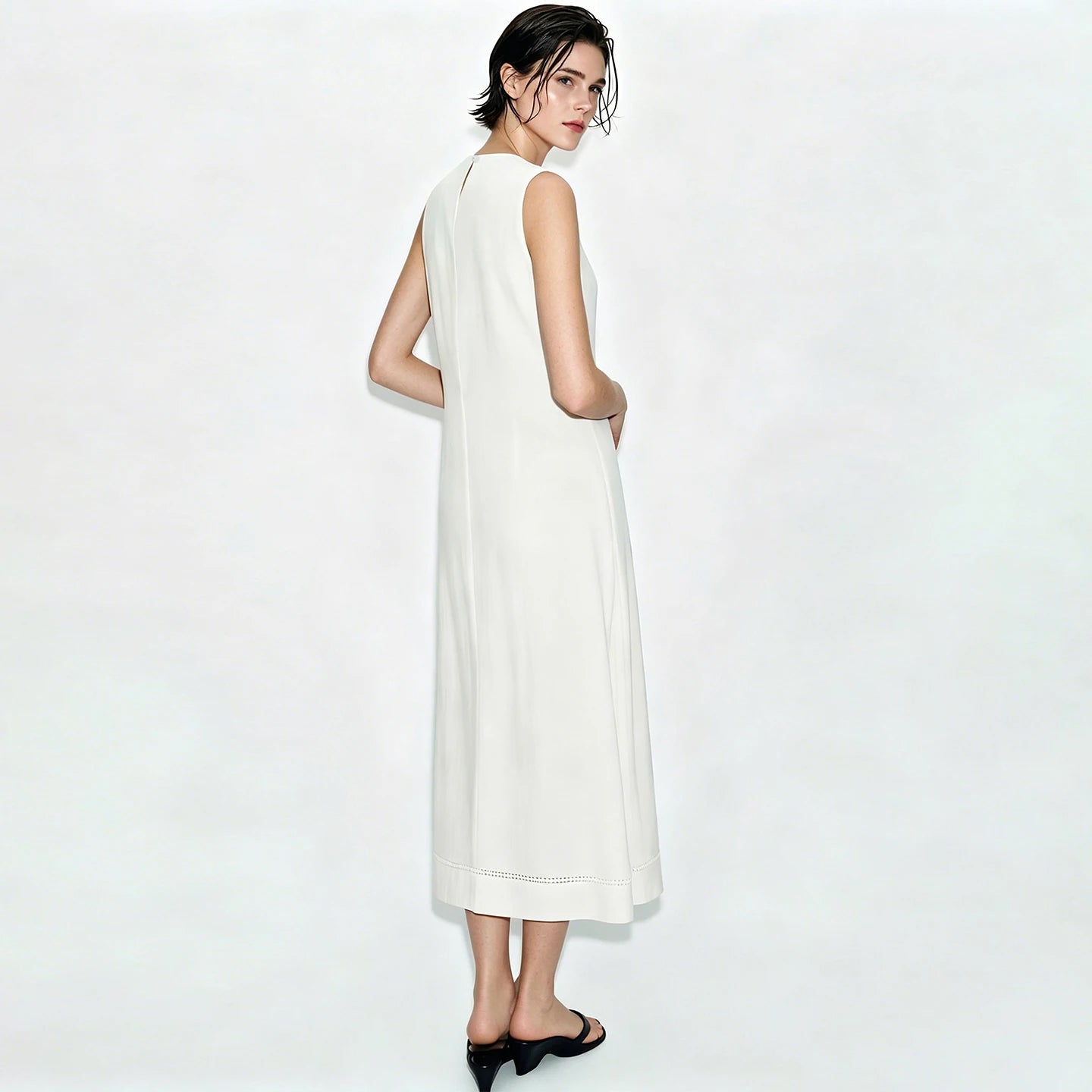 Damen Freizeitkleid ALinie Ärmellos Sommer Leicht Eleganz