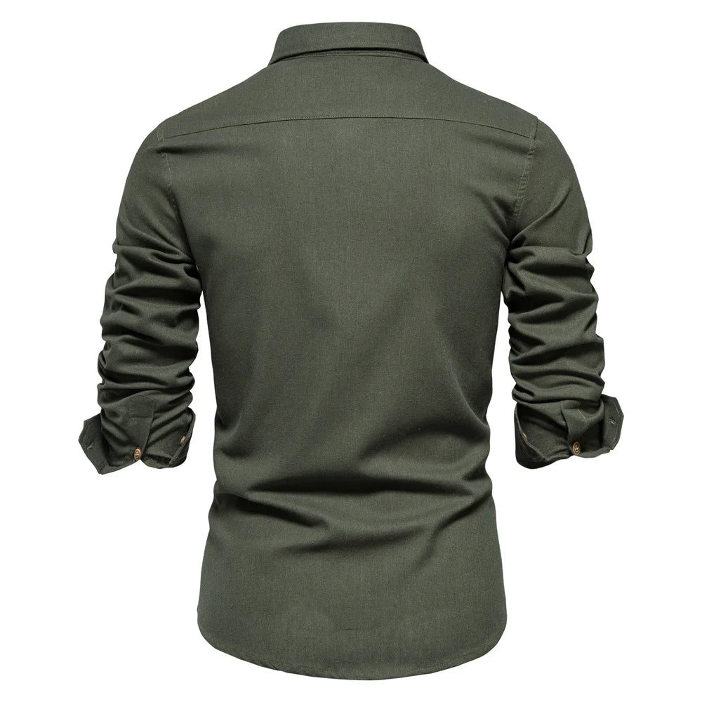 Herren Langarm Shirt aus 100 Prozent Baumwolle mit Einzel Tasche