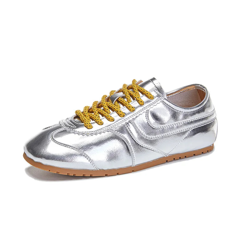 AIYUQI Damen Leder Sneaker Skateboard Style Retro